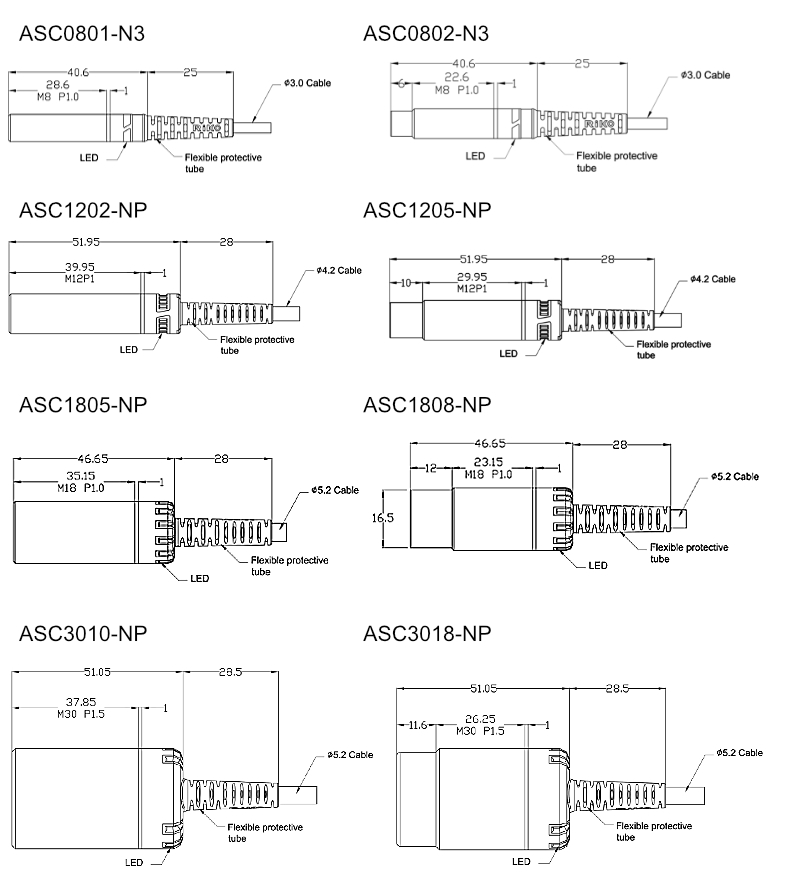 ASC FULL STAINLESS PROXIMITY SENSOR DIMENSION