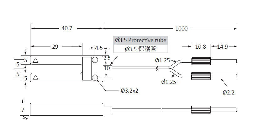 FTA SU05 10 RIKO FIBER OPTIC FORK DIMENSION