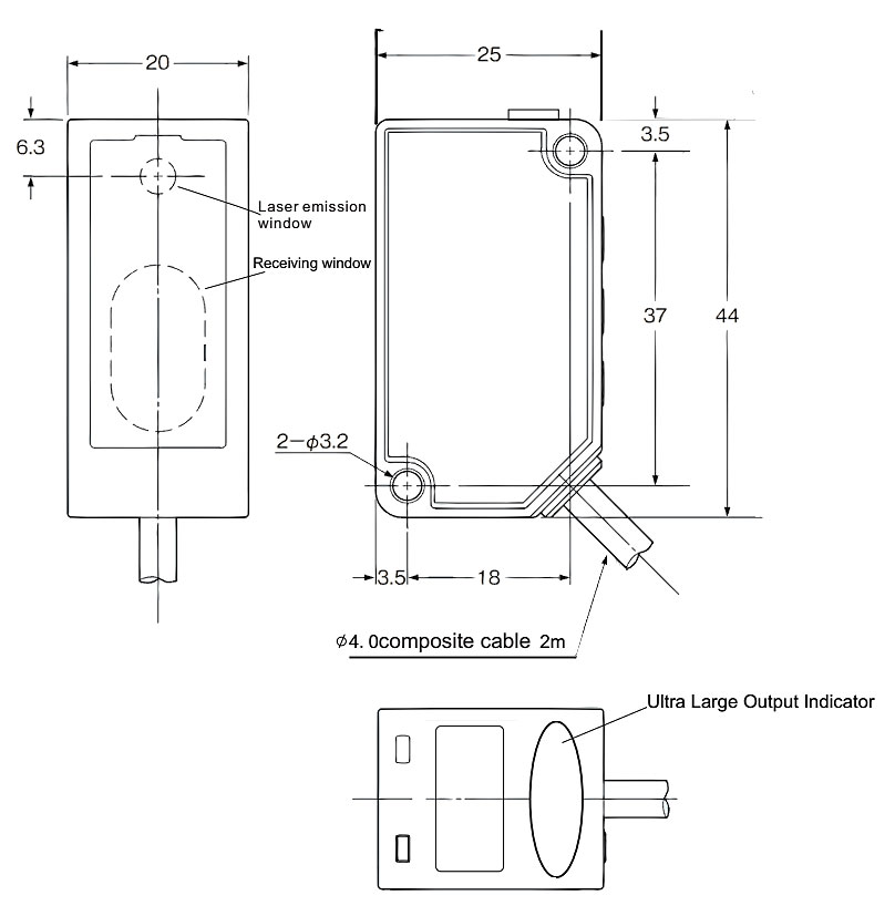 Laser displacement dimension