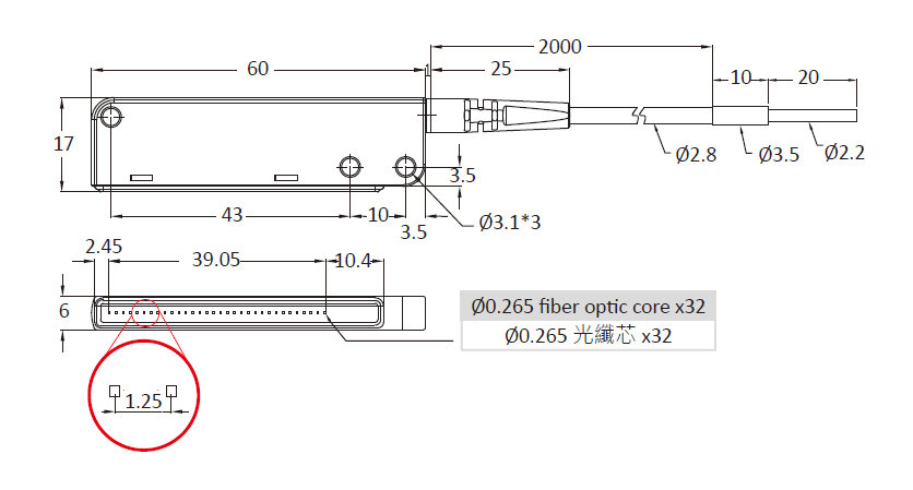 PTC 060AL 20 RIKO FIBER OPTIC DIMENSION