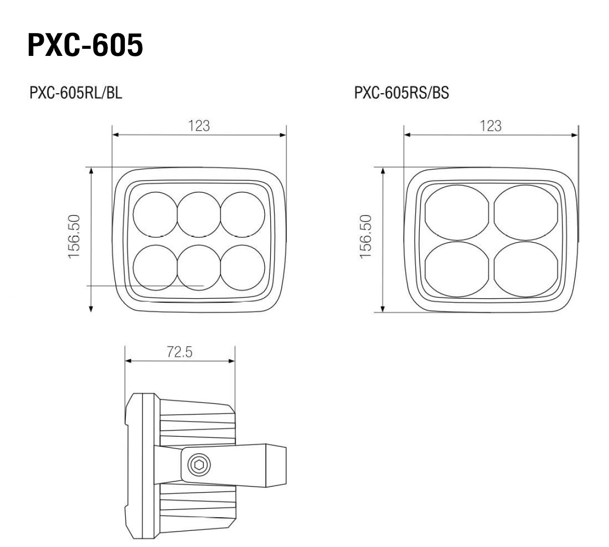 PXC605 warning light for overhead crane dimension