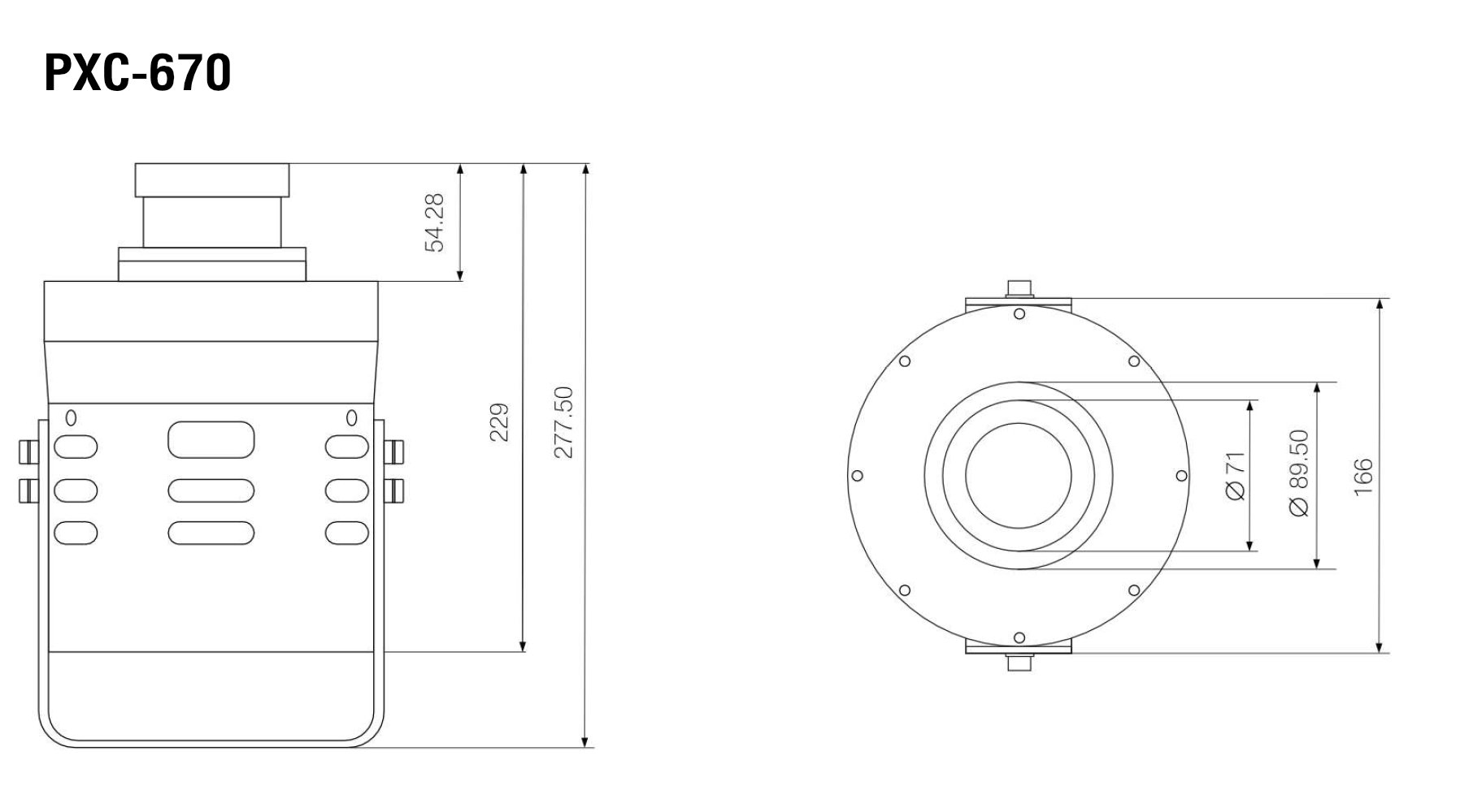 PXC670 warning light for overhead crane dimension