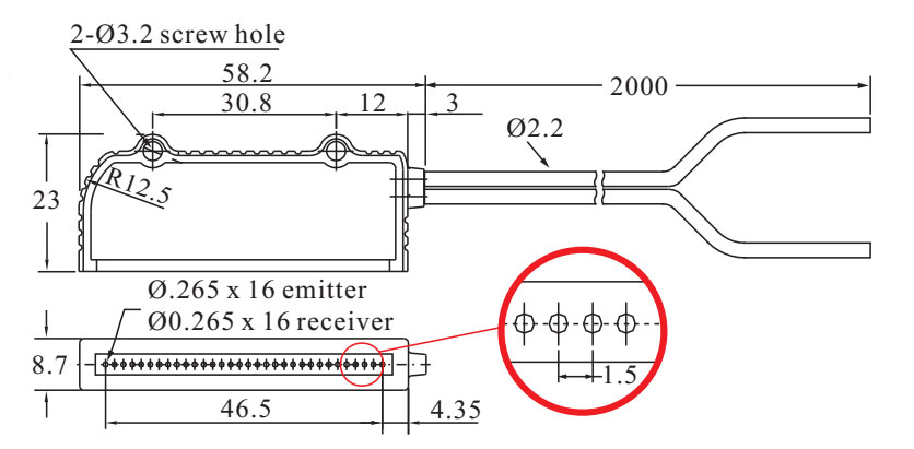 RIKO FIBER OPTIC SENSOR FR 50ML 20 DIMENSION