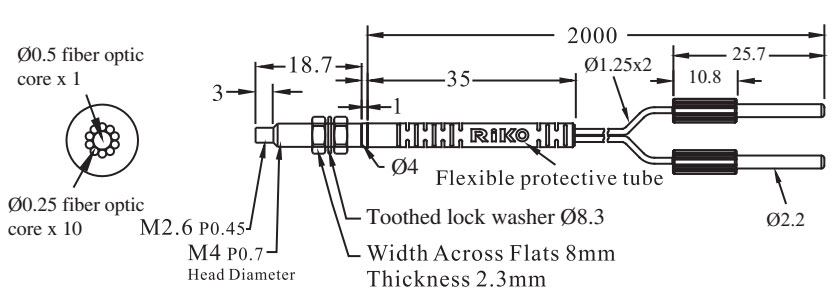 RIKO FIBER OPTIC SENSOR PRC 420 DIMENSION