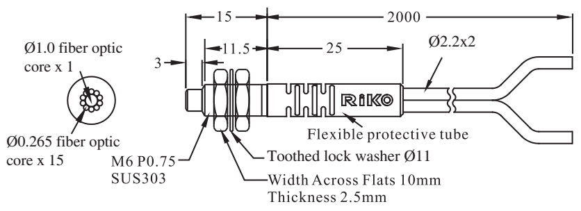 RIKO FIBER OPTIC SENSOR PRC 620 DIMENSION