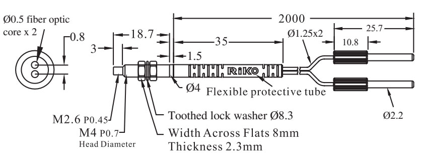 RIKO FIBER OPTIC SENSOR PRD 420 B1 DIMENSION