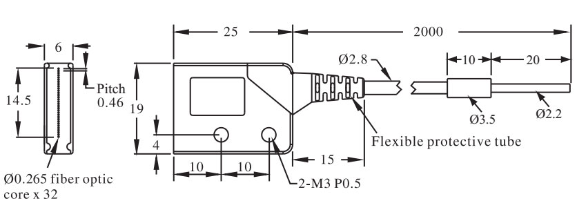 RIKO FIBER OPTIC SENSOR PT 20ML 20 DIMENSION