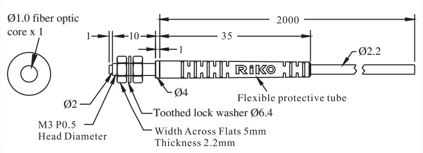 RIKO FIBER OPTIC SENSOR PT 320 B1 DIMENSION