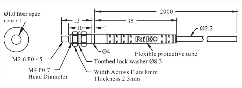 RIKO FIBER OPTIC SENSOR PT 420 B1 DIMENSION