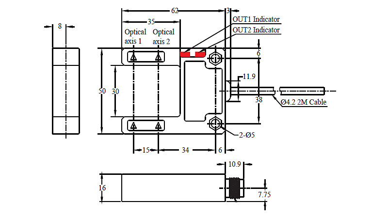 RIKO U SHAPE PHOTOELECTRIC SENSOR SU30 2N SU30 2P DIMENSION