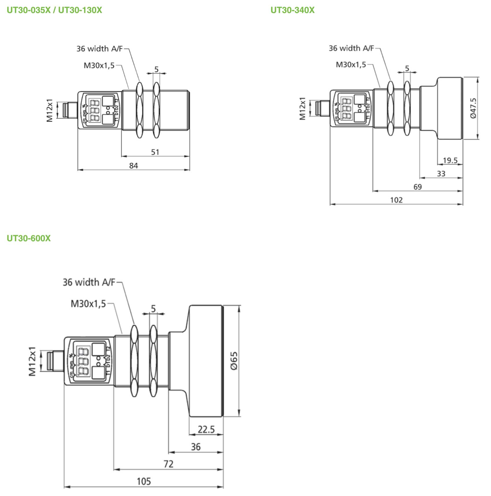 UT30 ULTRASONIC SENSOR DIMENSION