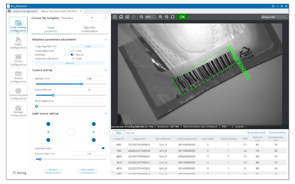 fixed mount barcoder scanner 1d 2d software interface