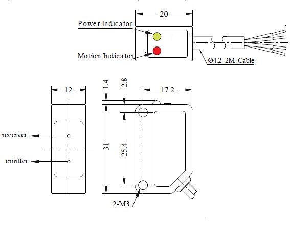 pk3 5n pk3 5p riko photoelectric sensor dimension